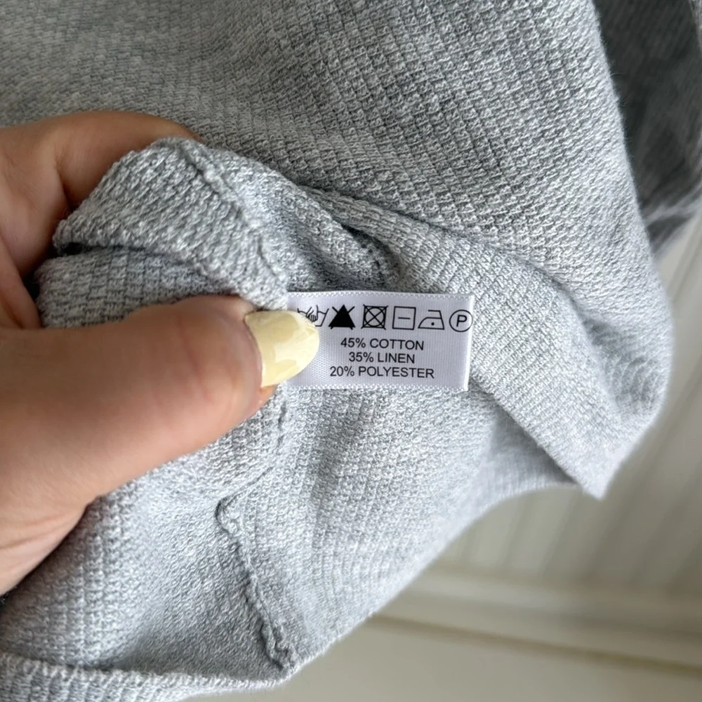 Lisa Todd Gray Long Sleeve Cotton Linen Blend Light Knit Sweater - Neon - Picture 6 of 7
